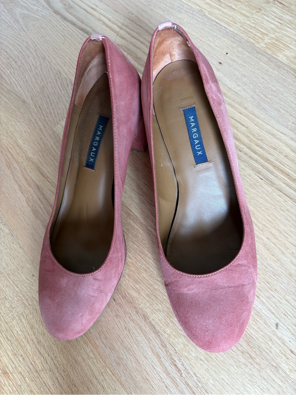 Margaux Suede Block Heel Pumps in Rose Pink - Picture 2 of 10